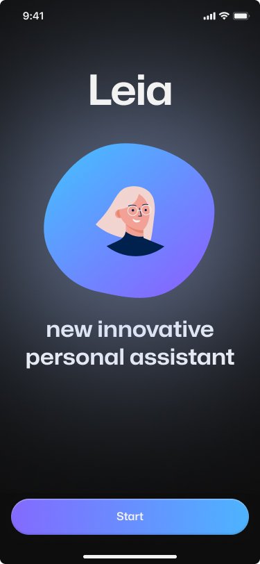 Layer Leia assistant introduction screen with start action